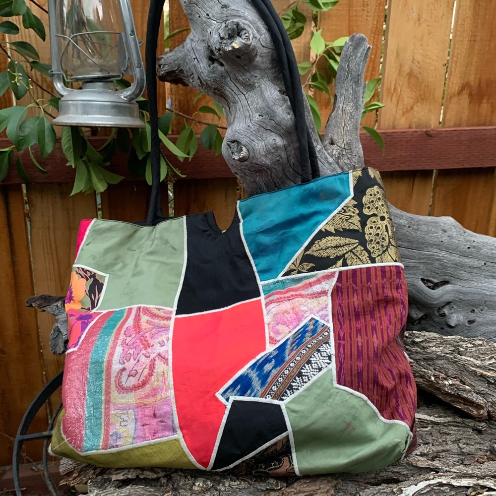 Vintage Handmade Patchwork Indian Elephant Bag. - image 3